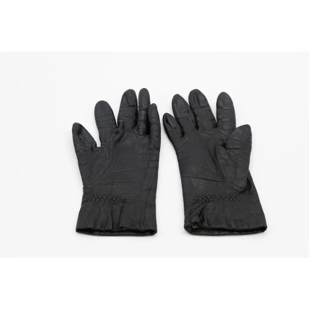 Vintage 1990s Black Leather Gloves Thinsulate Thermal Lined Size Medium‎